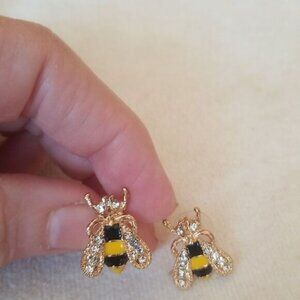 Bumble bee insect stud earrings